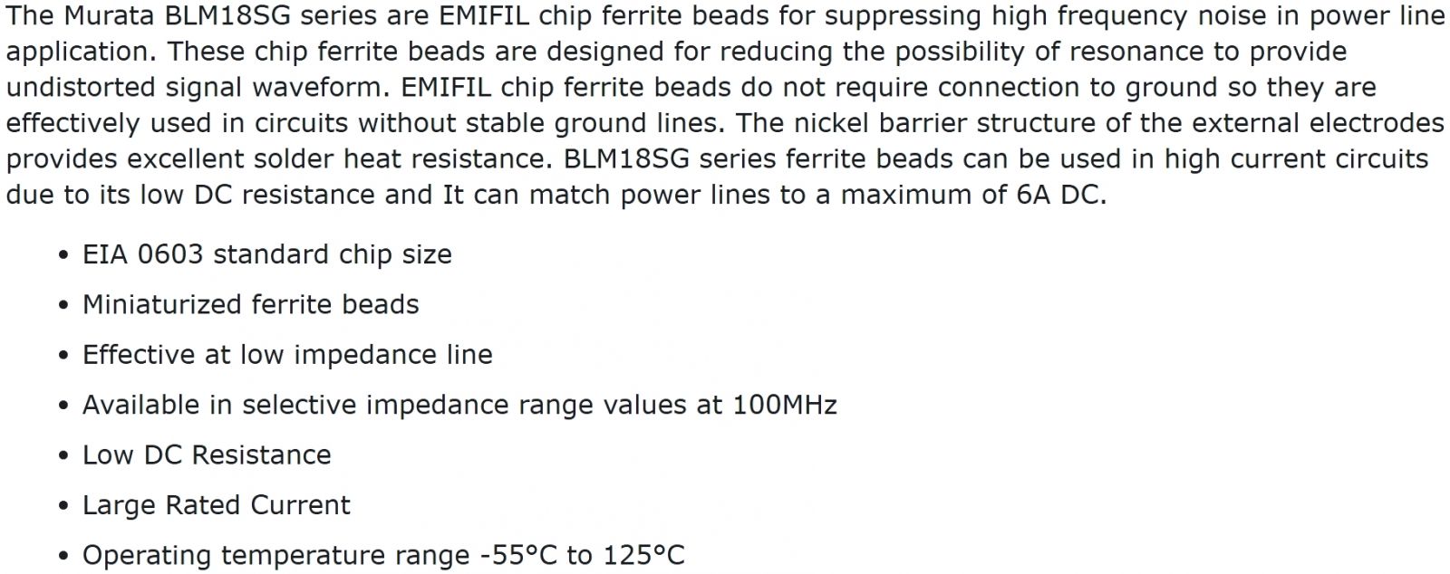 פריטים לאלקטרוניקה MURATA SMD FERRITE 0603 BLM18 TEXT